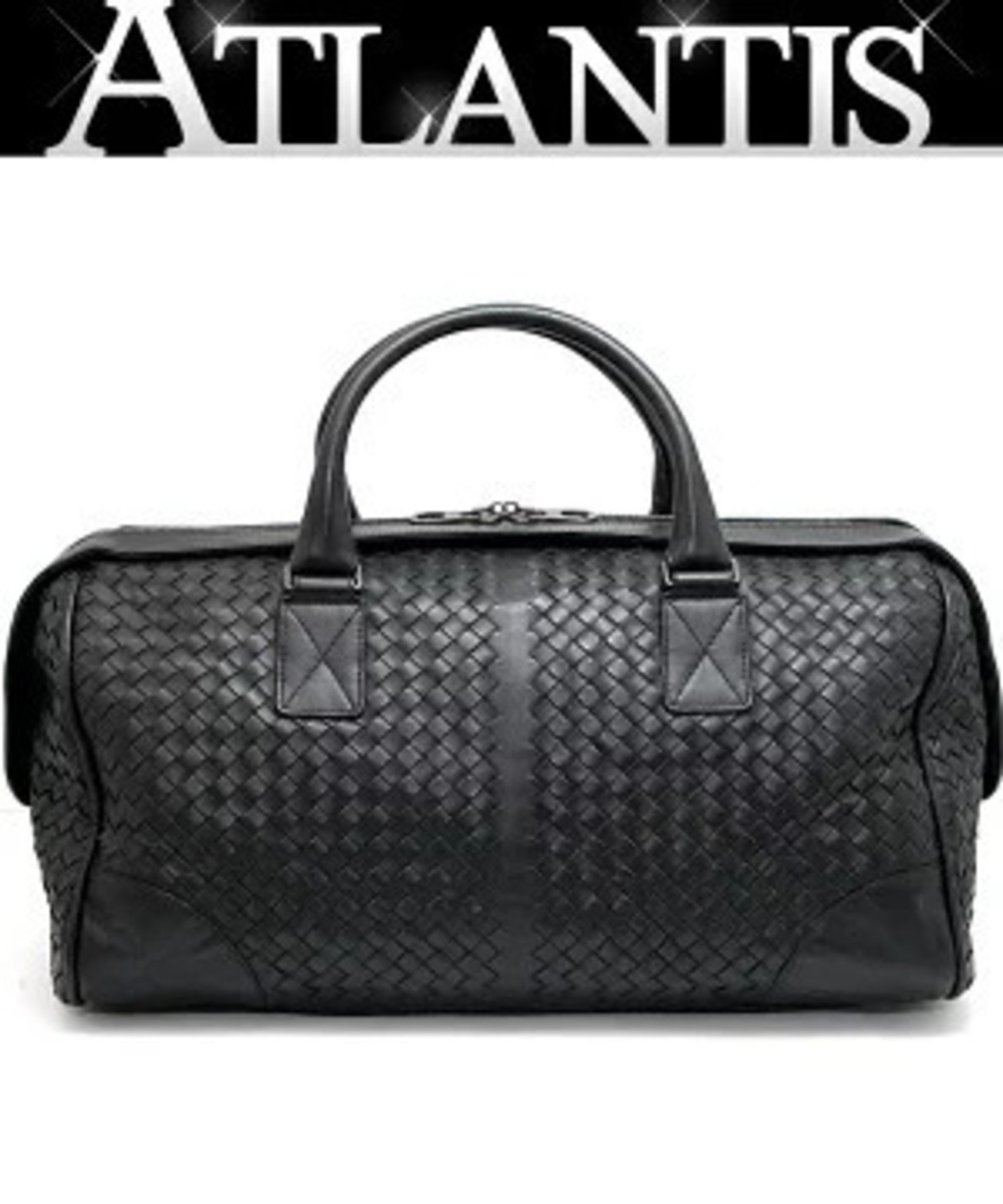 Bottega Veneta Intrecciato Boston Bag Black Leather